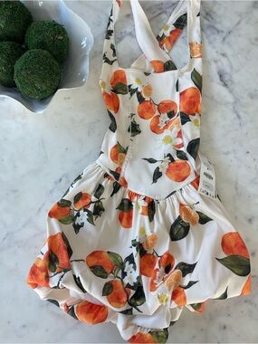 Zara White Orange Floral dress